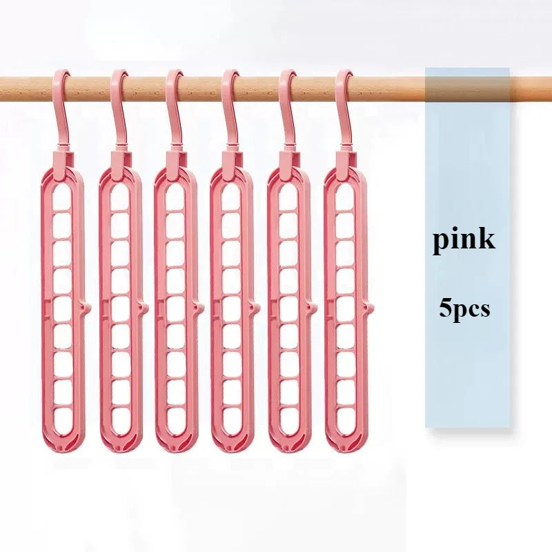 Pack 5 Perchas Organizadoras 9 Agujeros – Colgador Plegable Ahorra Espacio